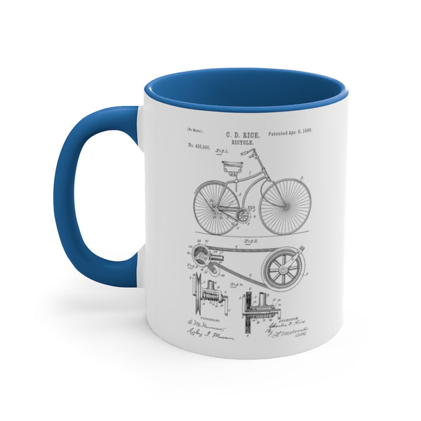 1890 Bicycle Patent Accent Coffee Mug, 11oz