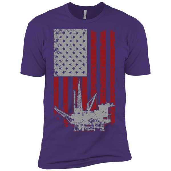 Oil Rig American Flag Premium Short Sleeve T-Shirt