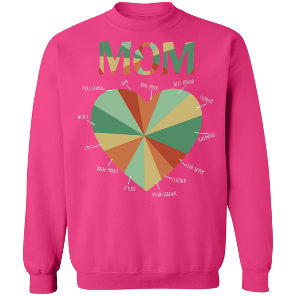 Mom Heart Crewneck Pullover Sweatshirt - V1