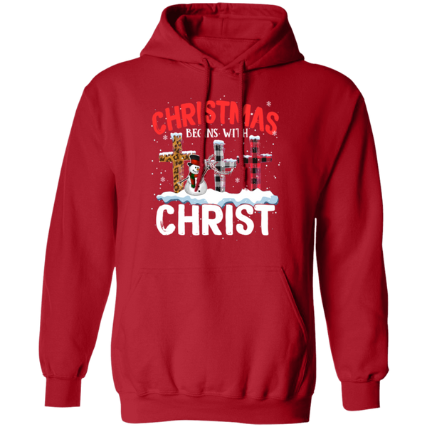 Christmas Begins With Christ Pullover Hoodie