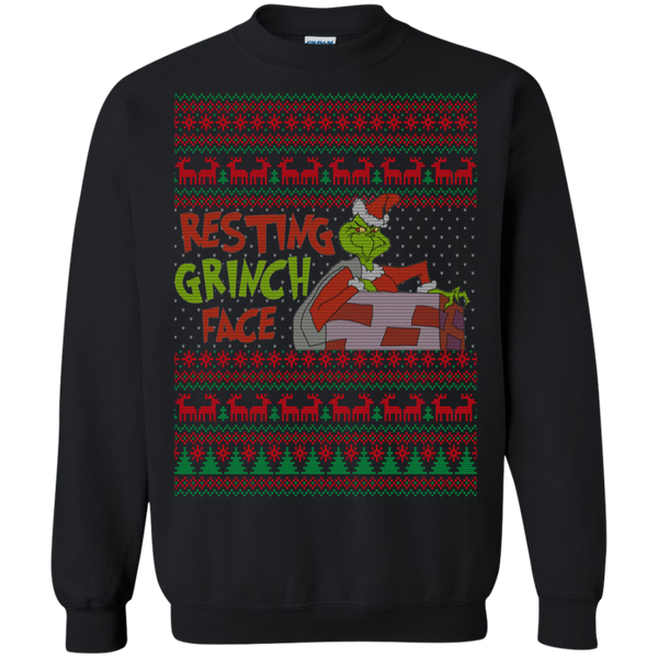 Resting Grinch Face Crewneck Pullover Sweatshirt