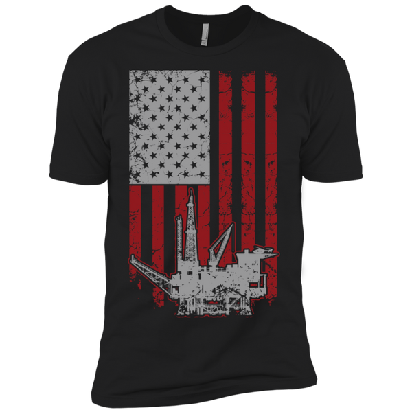 Oil Rig American Flag Premium Short Sleeve T-Shirt