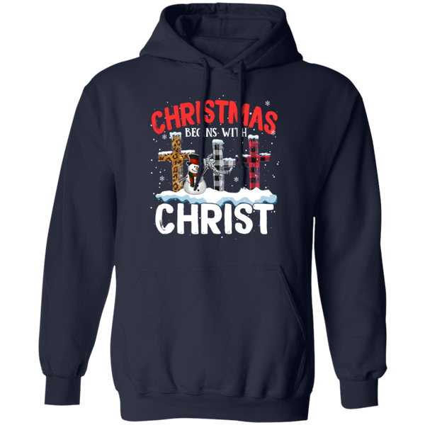 Christmas Begins With Christ Pullover Hoodie