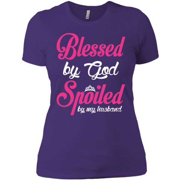 Blessed By God - Spoiled By My Husband Ladies T-Shirt