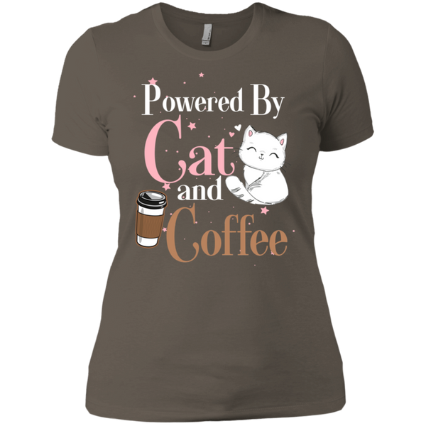 Powered By Cat and Coffee Ladies' Boyfriend T-Shirt