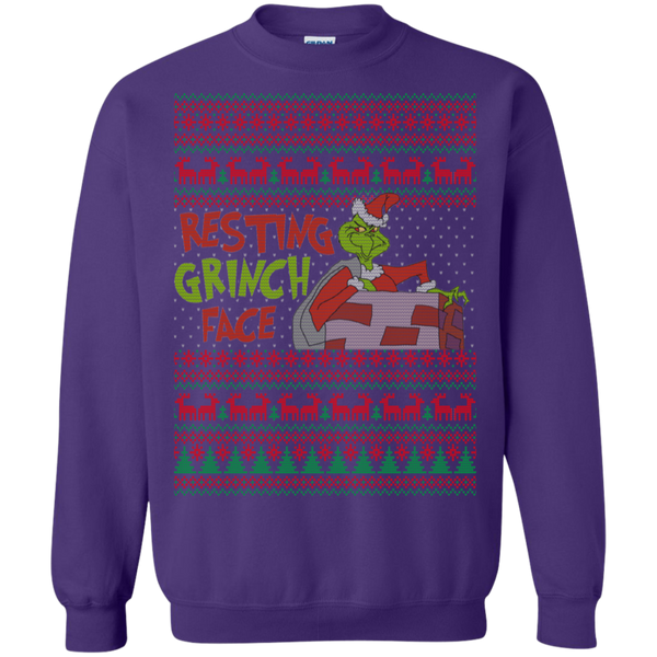 Resting Grinch Face Crewneck Pullover Sweatshirt