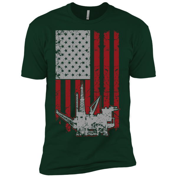 Oil Rig American Flag Premium Short Sleeve T-Shirt