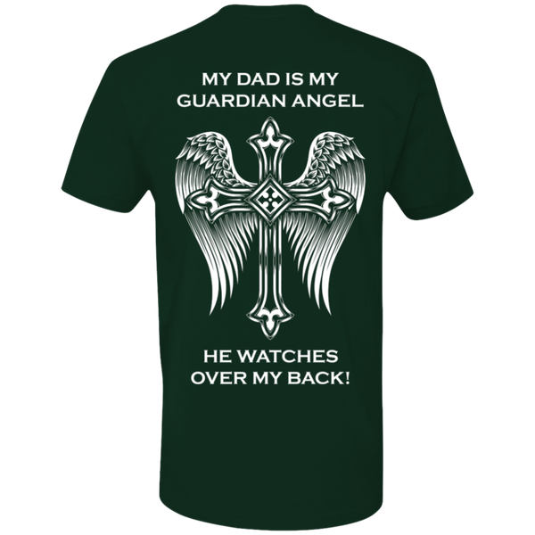 My dad is my guardian angel Premium Short Sleeve T-Shirt - Back Printing