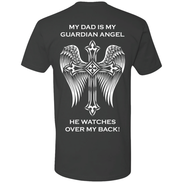 My dad is my guardian angel Premium Short Sleeve T-Shirt - Back Printing
