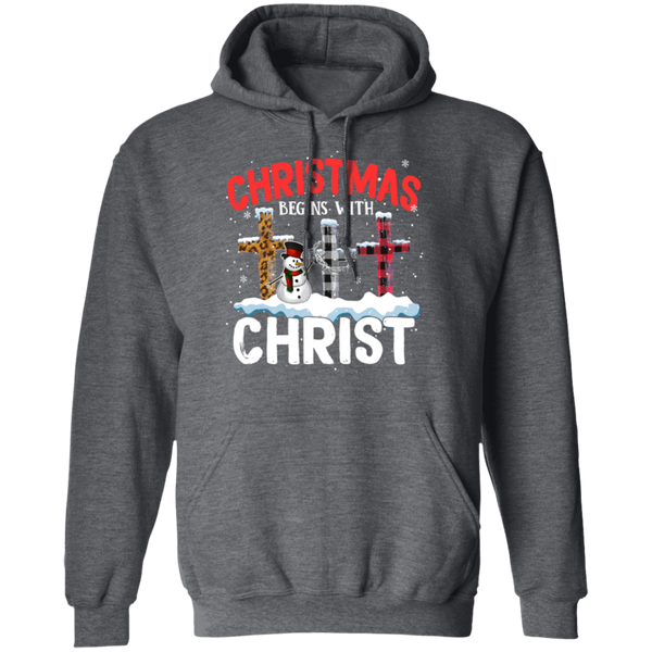 Christmas Begins With Christ Pullover Hoodie
