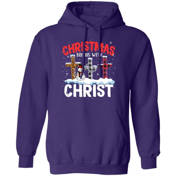 Christmas Begins With Christ Pullover Hoodie