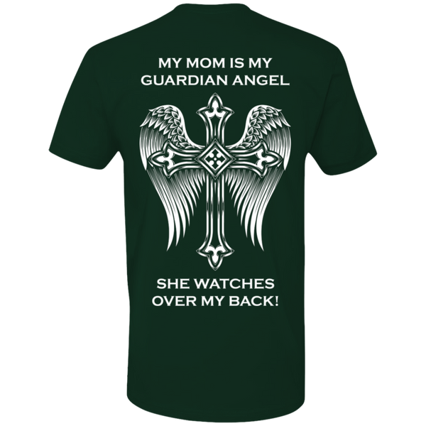 My mom is my guardian angel Premium Short Sleeve T-Shirt - Back Printing
