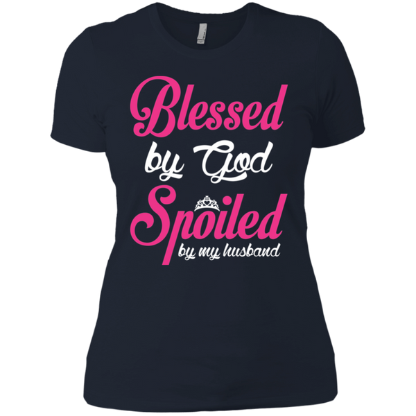 Blessed By God - Spoiled By My Husband Ladies T-Shirt