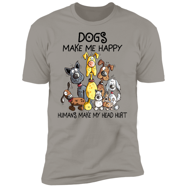 E0003 - Dogs Make Me Happy NL3600 Premium Short Sleeve T-Shirt