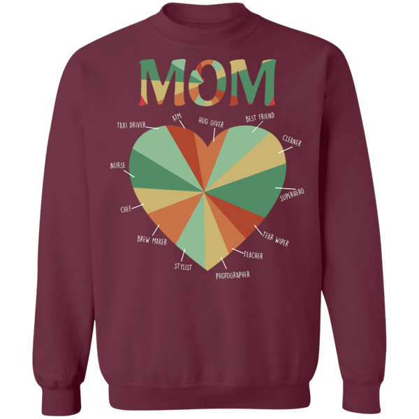 Mom Heart Crewneck Pullover Sweatshirt - V1