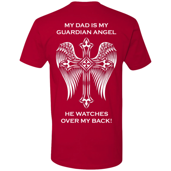 My dad is my guardian angel Premium Short Sleeve T-Shirt - Back Printing
