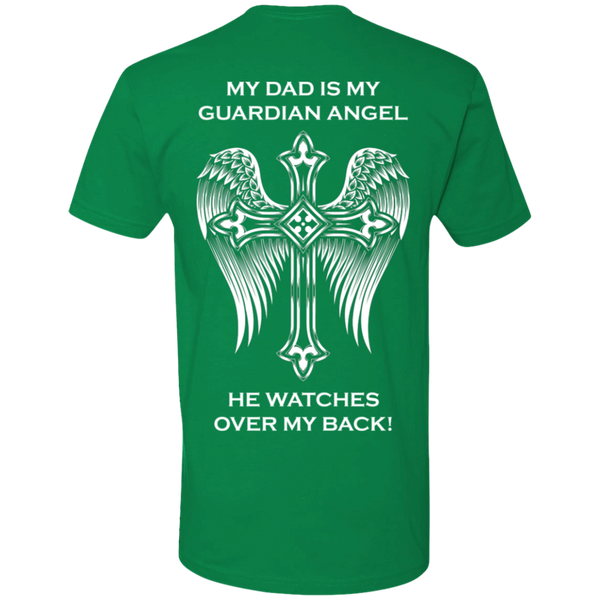 My dad is my guardian angel Premium Short Sleeve T-Shirt - Back Printing