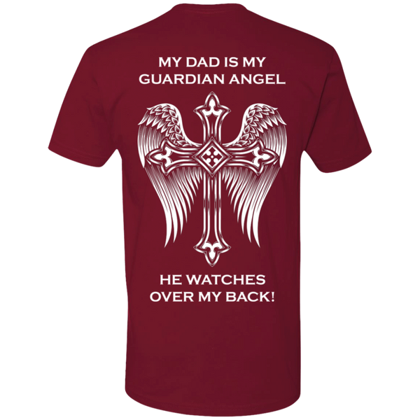 My dad is my guardian angel Premium Short Sleeve T-Shirt - Back Printing