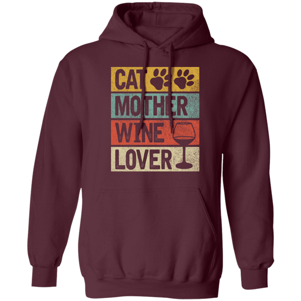 Cat Mother Wine Lover Pullover Hoodie
