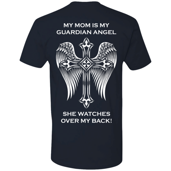 My mom is my guardian angel Premium Short Sleeve T-Shirt - Back Printing