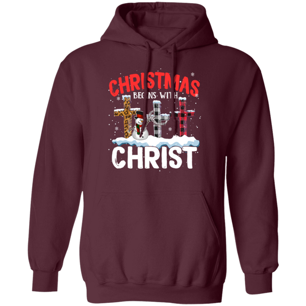 Christmas Begins With Christ Pullover Hoodie