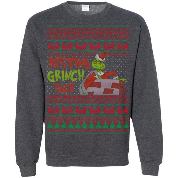 Resting Grinch Face Crewneck Pullover Sweatshirt