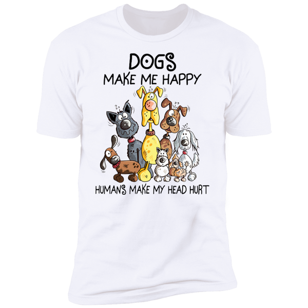E0003 - Dogs Make Me Happy NL3600 Premium Short Sleeve T-Shirt