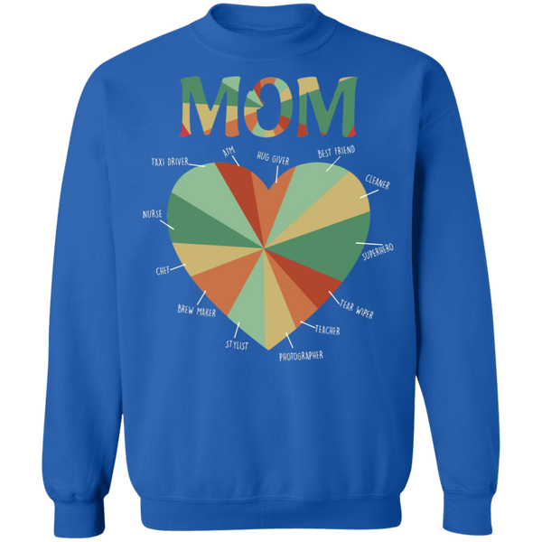 Mom Heart Crewneck Pullover Sweatshirt - V1