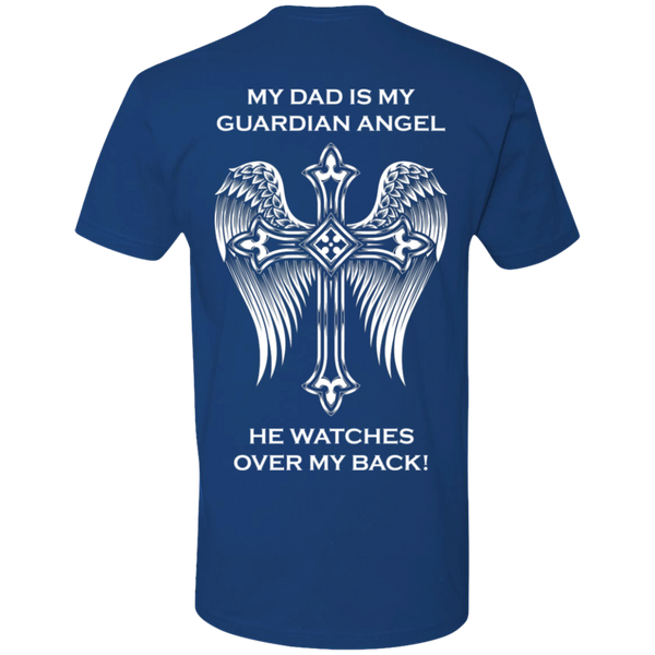 My dad is my guardian angel Premium Short Sleeve T-Shirt - Back Printing