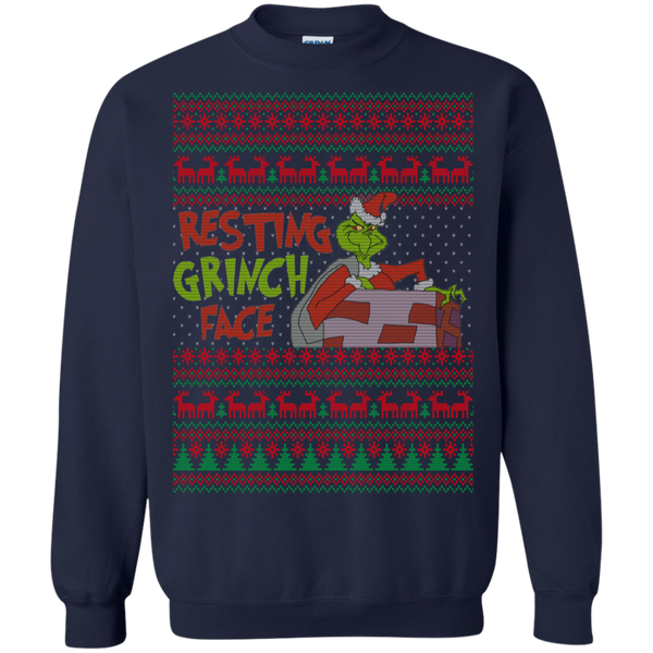 Resting Grinch Face Crewneck Pullover Sweatshirt