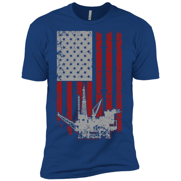 Oil Rig American Flag Premium Short Sleeve T-Shirt
