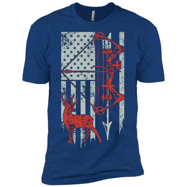 Bow Hunting With American Flag Premium Short Sleeve T-Shirt