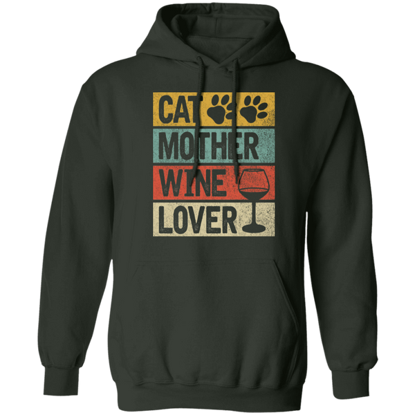 Cat Mother Wine Lover Pullover Hoodie