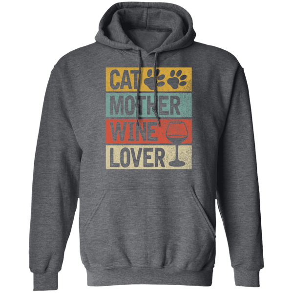 Cat Mother Wine Lover Pullover Hoodie