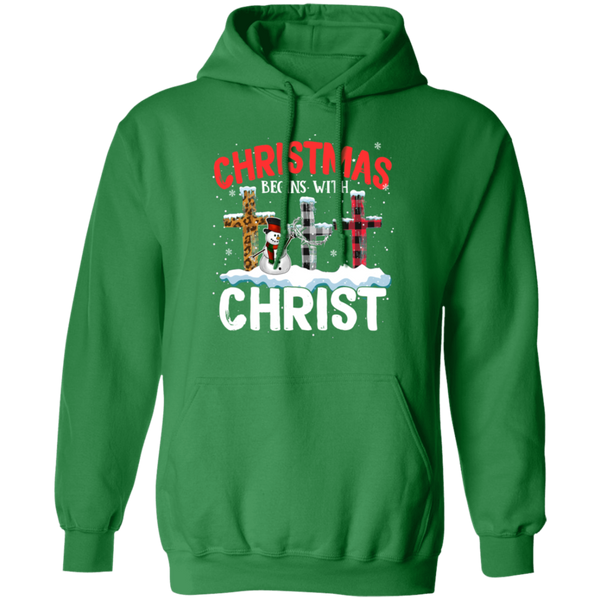 Christmas Begins With Christ Pullover Hoodie