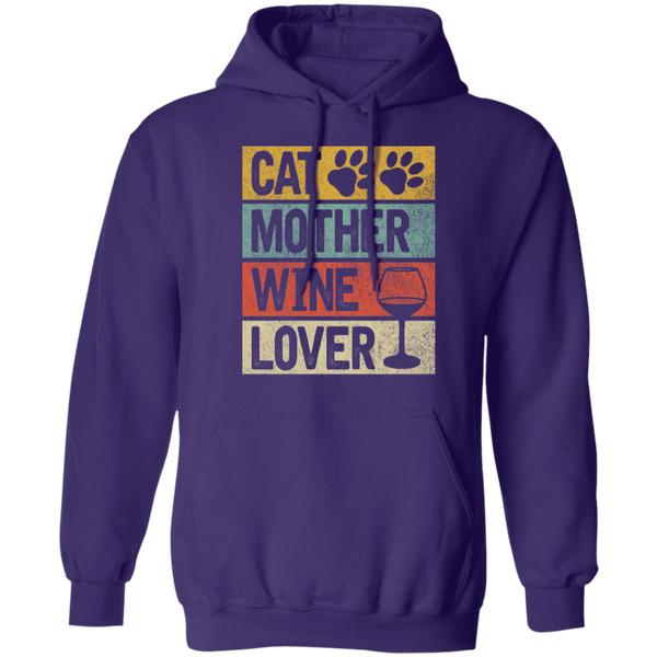 Cat Mother Wine Lover Pullover Hoodie