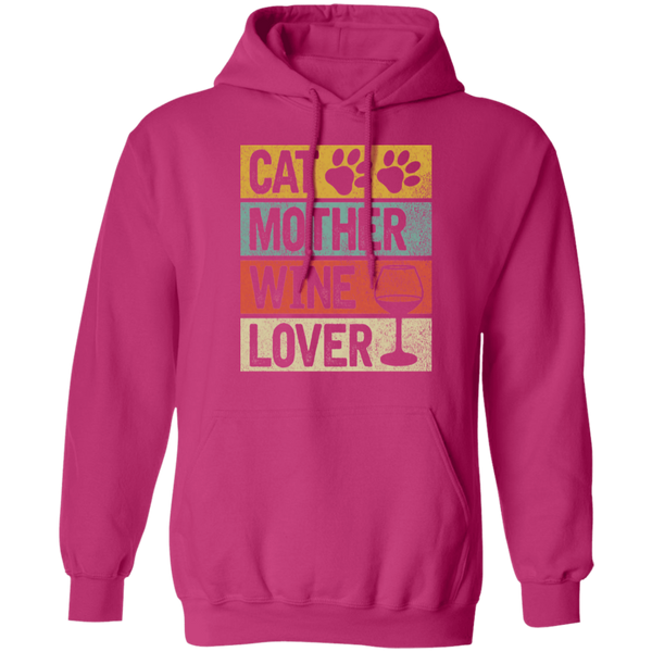 Cat Mother Wine Lover Pullover Hoodie
