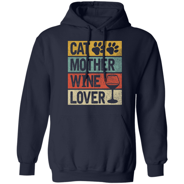 Cat Mother Wine Lover Pullover Hoodie