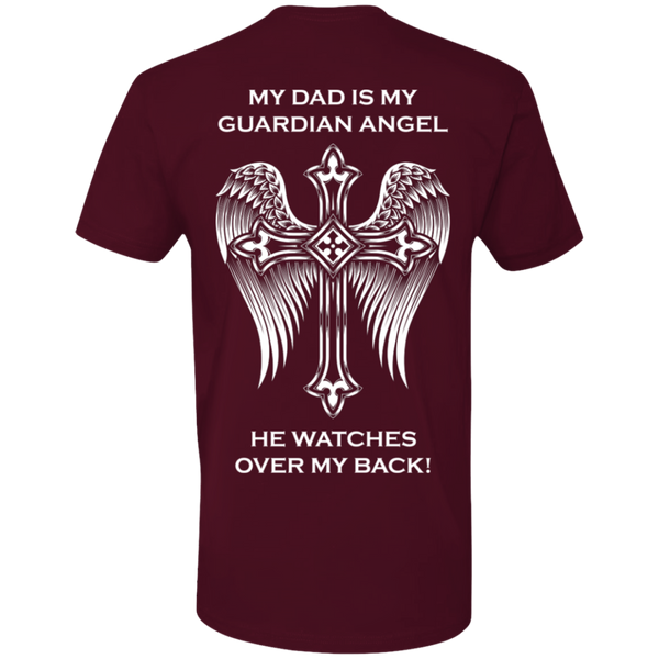 My dad is my guardian angel Premium Short Sleeve T-Shirt - Back Printing