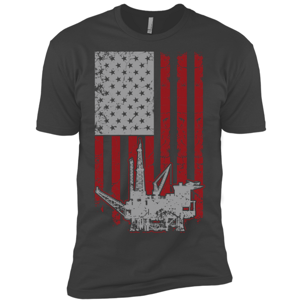 Oil Rig American Flag Premium Short Sleeve T-Shirt