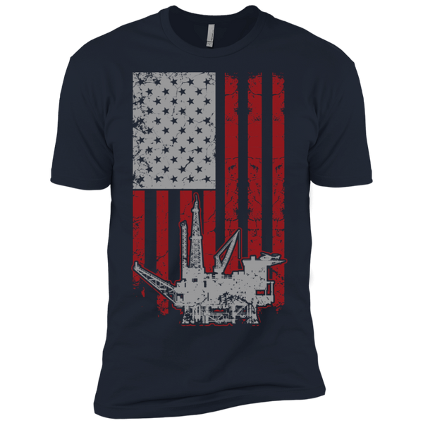 Oil Rig American Flag Premium Short Sleeve T-Shirt